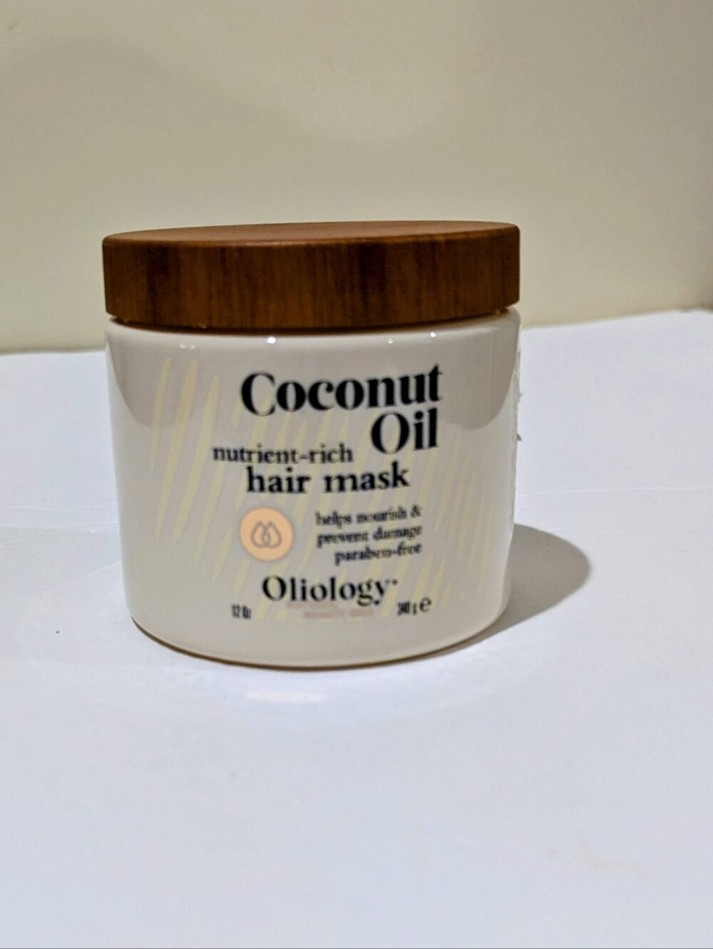 NEW Coconut Oil Hair Mask - White Jar with Wooden Like  Lid 12 Oz